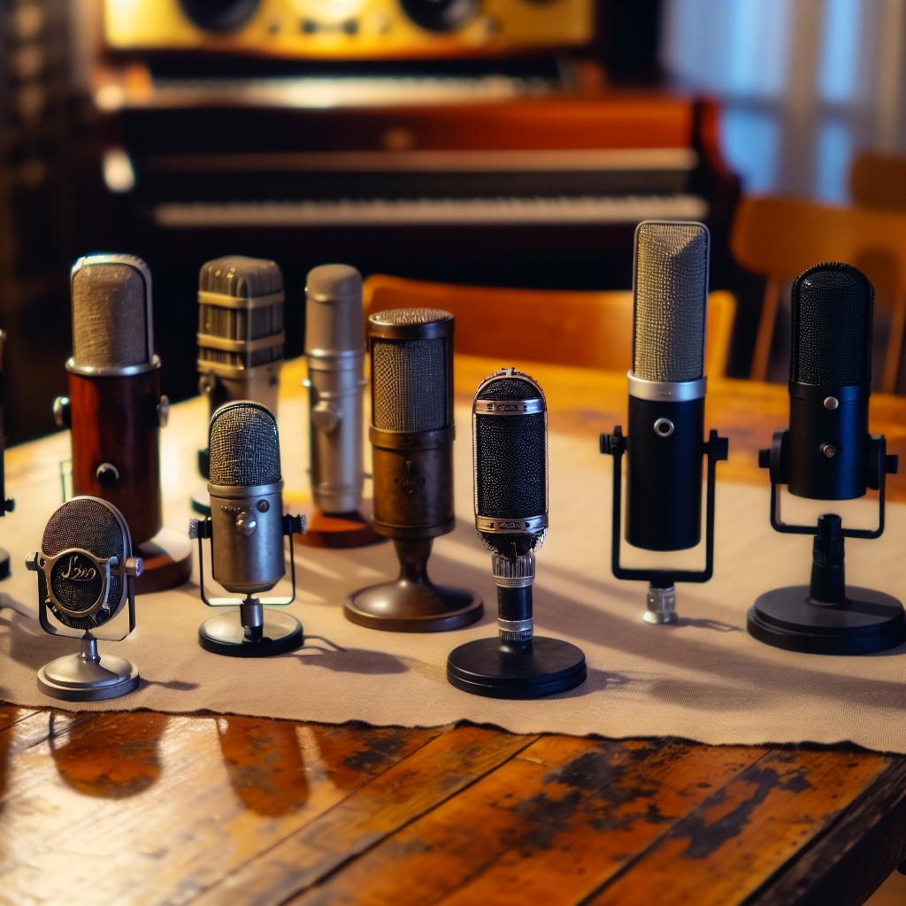 different microphones on a table